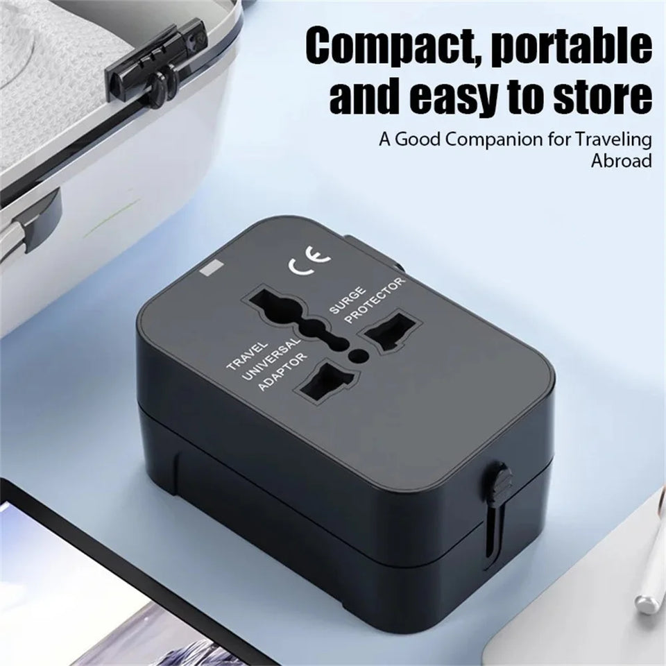 Universal Travel Adapter EU UK US AU AC Power Charger Adapter Global Conversion Plug Dual USB PD Port Travel Conversion Socket