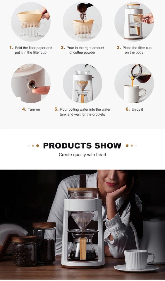 Electric Drip Coffee Maker Household Coffee Machine Tea Coffee Pot Milk