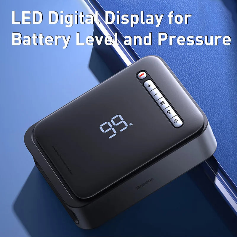 Baseus 2 In 1 Car Air Pump 8000mAh Power Bank Portable Air Compressor with LCD Digital Display Car Tire Inflator Pump