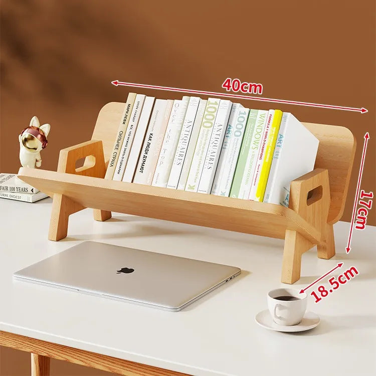 Wooden Desktop Bookshelf Portable Desktop Storage Rack Tilting Bookshelf Suitable for Study Room Decoration Office Desk