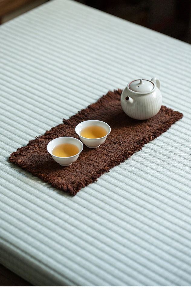 Tea mat, pure handmade plant table runner, pure cotton, thick coarse dry soaking, retro wabi-sabi tea ceremony accessories