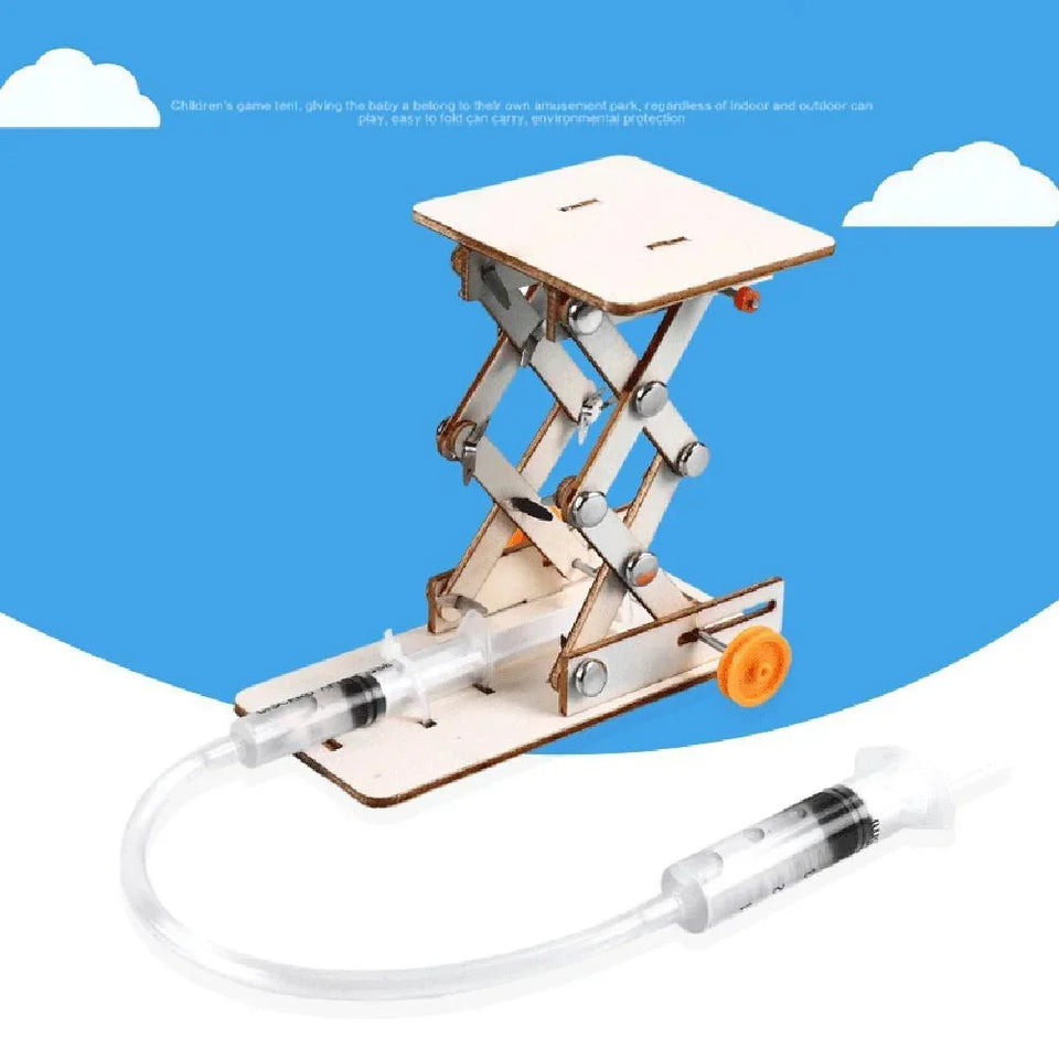 Kids Hydraulic Lift STEM Toy, DIY Physics Experiment Kit for Science Projects, Hands-On Educational Building Model for Ages 8-12