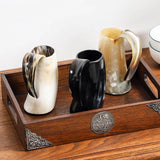Drinking Horn Mug, 200-700ml Natural Ox Horn Cup & Coffee Stein Cool Unique Gift for Men and Women Home Decor for Beer Kitchen