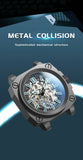 FeelNever Creative Automatic Movement Men's Watches Hollow Fashion Casual Sport Military Leather Waterproof Mechanical Watch+Box