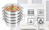 5 Tier Stainless Steel Steam Cooker Steamer Food Vegetable Pot Kitchen 26CM/28CM/30CM
