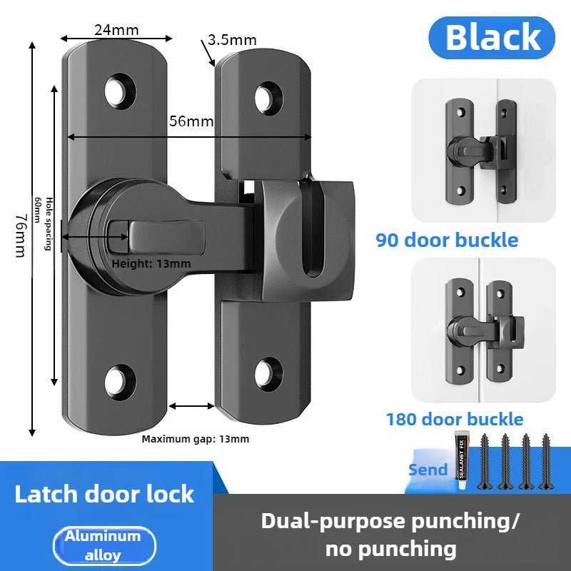 1pc Security Door Lock Handle Commercial Residential Grade Anti-Pick Lock with Adjustable 90°/180° Slide Indoor Outdoor Use