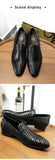 PJCMG Fashion Comfortable Black/Coffee Genuine Knitted Leather Slip-On Pointed Toe Flat Man Casual Classic Formal Dress Shoes