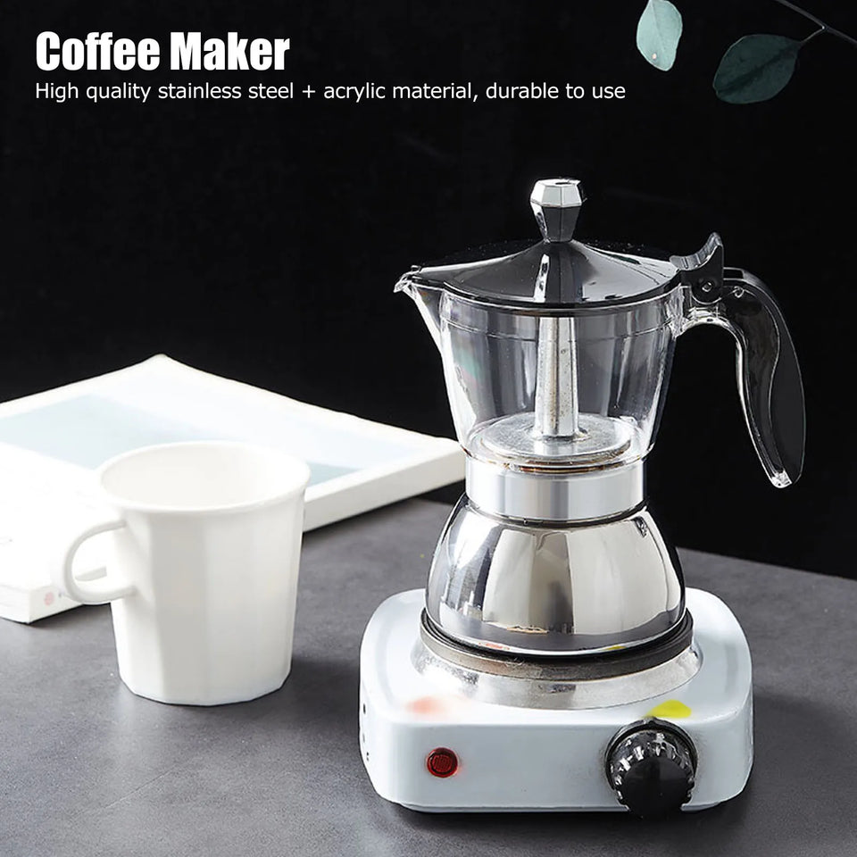 4 Cups Moka Pot Stainless Steel Coffee Pot Quickly Make Espresso Italian Coffee Machine Home Brewing Kettle for Electric Stove
