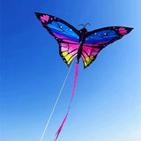 1.45m Colorful Butterfly Kite for Kids Easy to Fly Steering Flying Kites with Long Tail Outdoor Toys Perfect for Family Fun