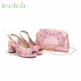 New Fashionable Coffee Color Peep Toe Ladies Shoes Matching Bag Set For Nigerian Women Wedding Party Pump