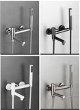 Bathtub Shower Faucet Brass Single Handle Waterfall Spout Wall Mounted Mixers Taps with Hand Shower Sets Bathroom Bidet Taps