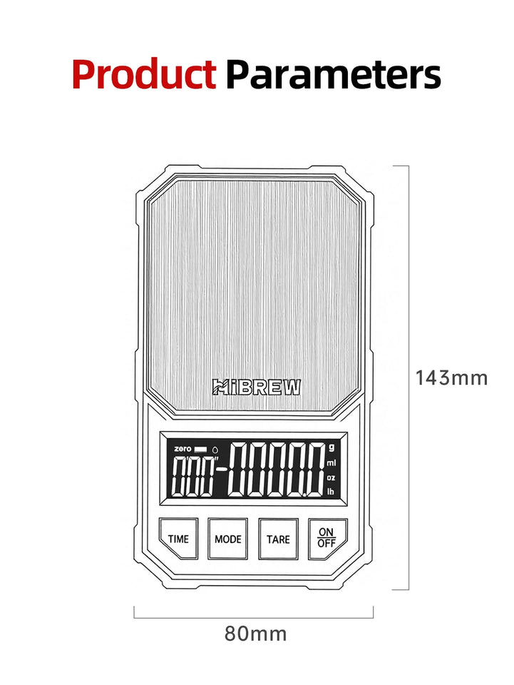 HiBREW 3000g/0.1g Digital Coffee Bean Electronic Scale with Auto Timer LED Screen High Precision Pour Over Coffee Easy to Carry