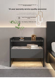 Modern Simple Bedroom Furniture Wooden Glass Bedside Table Storage Side Cabinet