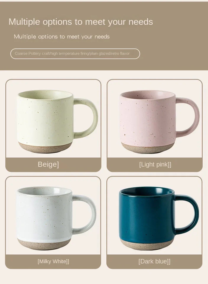 Speckled Ceramic Coffee Mug Modern White Frosted Design with Handle Unglazed Base Custom Small for Cafe