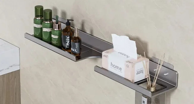 Washroom Faucet Sink Wall-mounted Punch-free Organizer In Front Of The Mirror Bathroom Shower Gel Storage Shelf