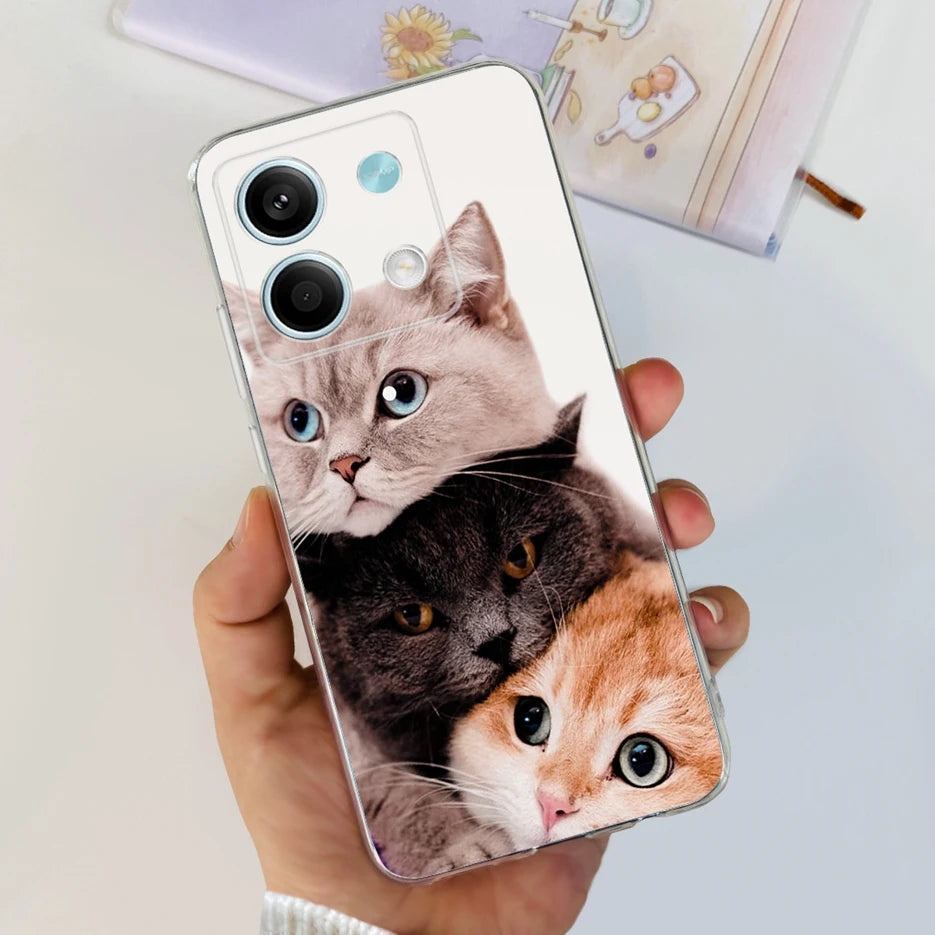 For Xiaomi Redmi Note 13 4G Case Cute Cat Butterfly Cover Soft Silicone Phone Case For Redmi Note 13 Pro Plus Note13 Full Bumper