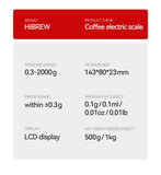 HiBREW 3000g/0.1g Digital Coffee Bean Electronic Scale with Auto Timer LED Screen High Precision Pour Over Coffee Easy to Carry