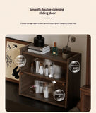 Walnut Wood Living Room Cabinet Storage Dresser Drawer Display Cabinet TV Stand Sideboard Organizer Cup Rack Included Cabinet