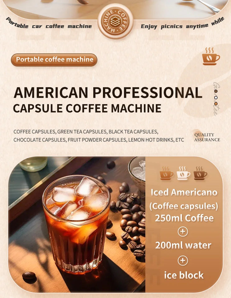 Electric Portable Coffee Machine Capsule Ground Coffee Brewer Suitable for Coffee Powder And Coffee Capsule - Coffee Maker
