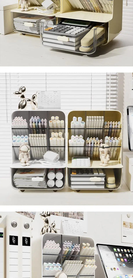 Angle Insertion Desk Pen Holder, Desktop Storage Box for Office Supplies & Cosmetics, Multifunctional Organizer Rack