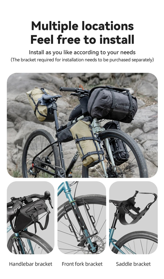 Qunature Bikepacking Bicycle Mount 3/6/12L Waterproof Bag Set Lightweight Durable Shelf Holder for Road Bike Mtb Cycling