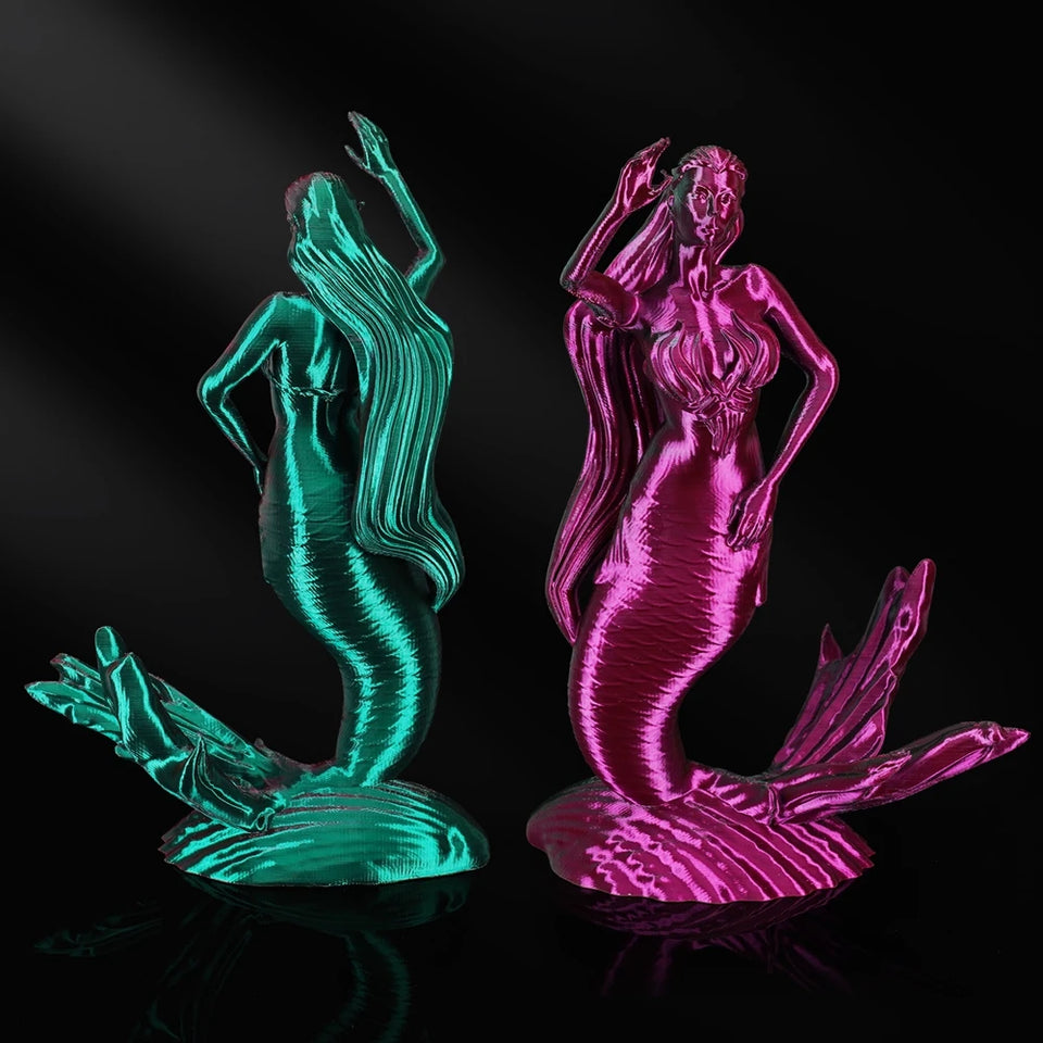 KINGROON Dual-color Silk PLA Filament 1.75mm 2 Color Coextrusion Glossy 3D Printer Filament PLA, 3kg/pack 1kg each spool