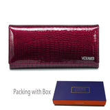 New Women Magnetic Hasp Wallet Genuine Leather Coin Purse Ladies Long Fashion Female Card Hold Money Bag AE501-1