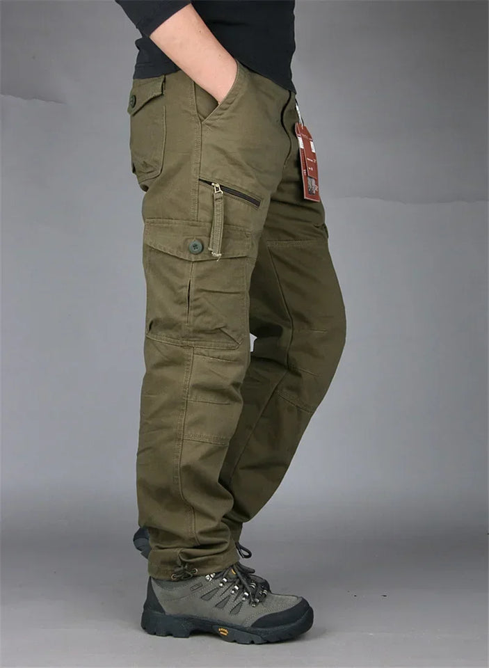 Camping Hiking Pants Men Cargo   Cotton Overalls Straight  Trousers Multi-Pocket Baggy  Slacks Pants