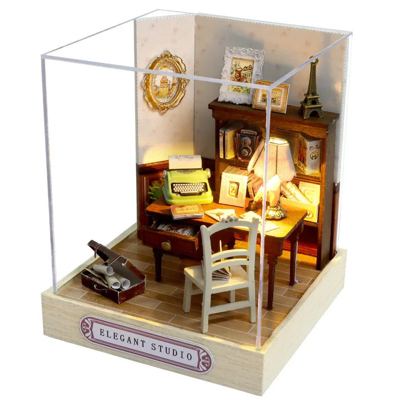 Coffee Shop Wooden Mini Doll House DIY Small House Kit Making And Assembling Room Models Toys For Kid Birthday Gifts Dollhouse