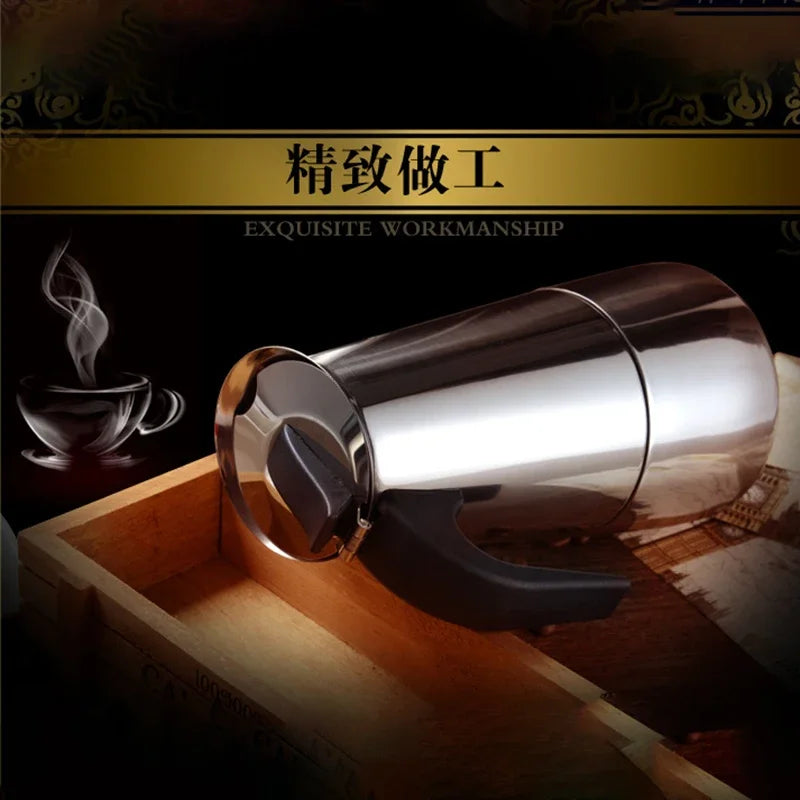 Coffee Maker Machine Moka Pot American Latte Electric Burner Italian French Press Percolator Brew Kettle Stovetop StainlessSteel