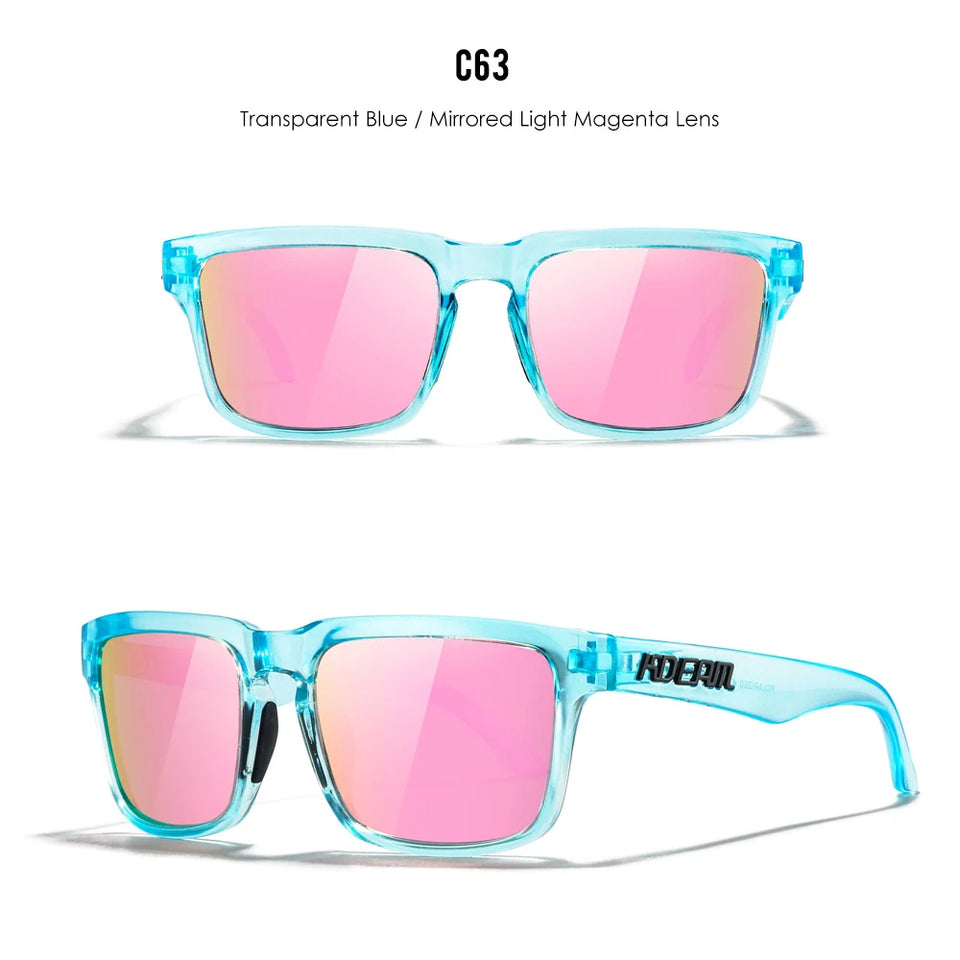 KDEAM New Arrivals Fashion Square Polarized Sunglasses For Men And Women Fishing Sun Glasses Colorful Lens With Hard Case