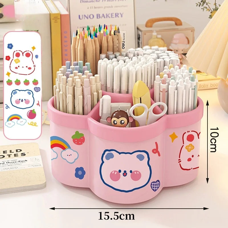 1 Piece of 360 ° Rotating Pen Holder - Multifunctional Office Desk Organizer, Suitable for Makeup Pens and Student Stationery