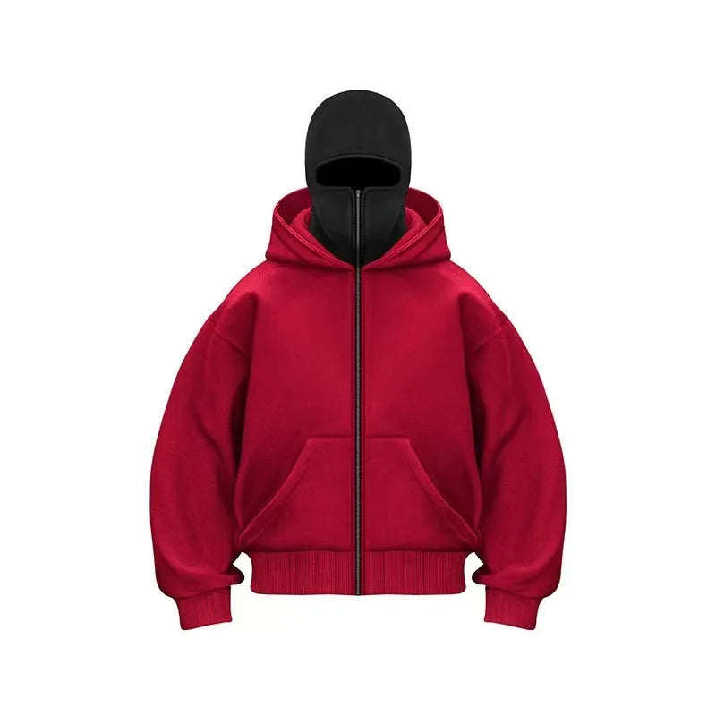 2025 Men Balaclava Y2K Gothic Harajuku Winter New Item Double Hooded Sweatshirt Autumn Men's Hooded Mask Zipper Sportswear Women
