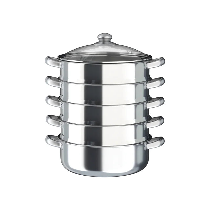 5 Tier Stainless Steel Steam Cooker Steamer Food Vegetable Pot Kitchen 26CM/28CM/30CM