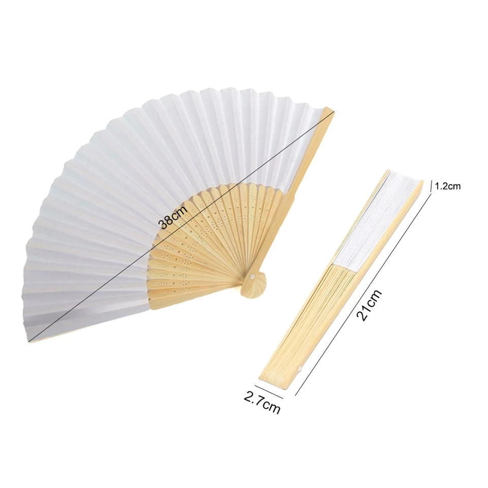 1-50PCS Paper Bamboo Folding Hand Fan Wedding Personalized Fans Party Decor Art Craft DIY Folding Fan for Wedding Party Decor