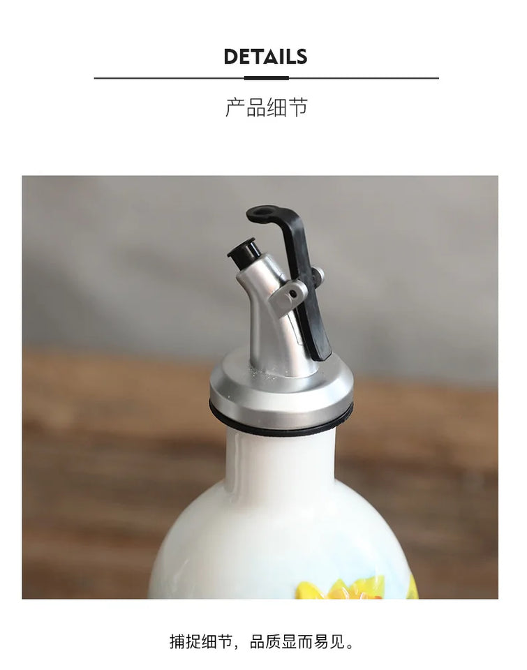 Hand-Painted Ceramic Seasoning Bottle Bird Flower Fruit Soy Sauce Vinegar Oil Bottle Coffee Table Wine Cabinet Decoration