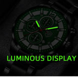Fashion Men Stainless Steel Watch Luxury Calendar Quartz Wrist Watch Mens Business Watches for Man Luminous Clock