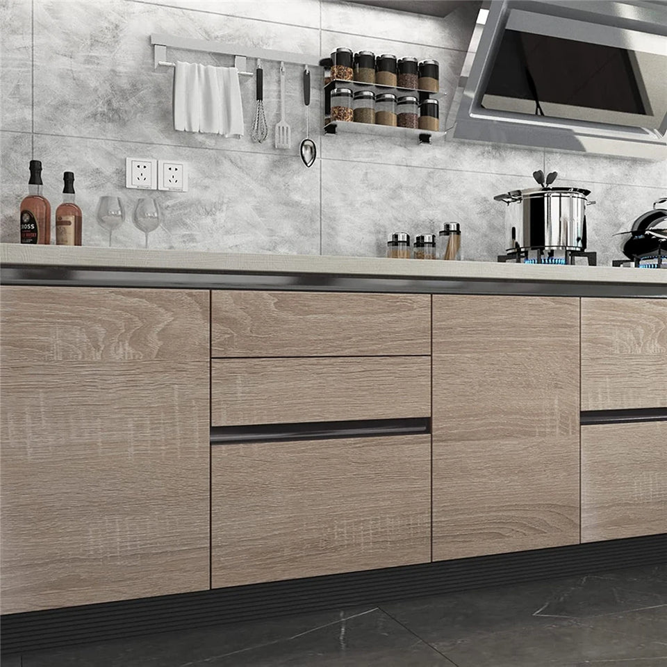 55cm Width Waterproof Vinyl Wood Grain Stickers Self Adhesive Wallpaper for Wardrobe Cupboard Table Closet Bedroom Home Decor