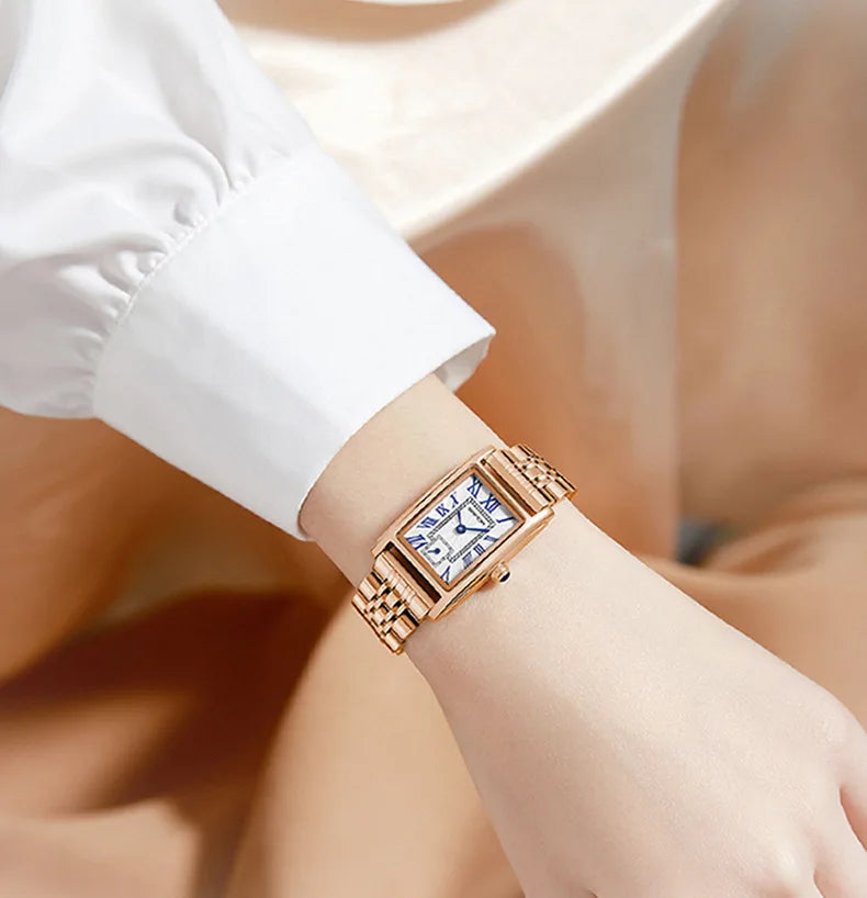 Sanda 1116 New Fashion Elegant Women's Analog Quartz Watch, Rectangle Dial, Water Resistant Business Wristwatch