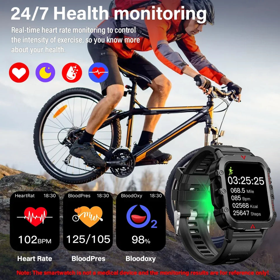 2025 New LED Men's Smartwatch 1.73" Screen Bluetooth Answer Call Smartwatch Multi Sport Modes Health Monitoring Fitness Watches