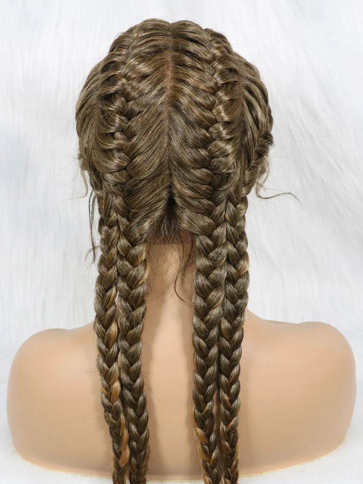 KIMA New Arrival 26 Inches Braided Wigs Synthetic Lace Front Hair Wig With Baby Hair for Black Women