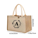 Large Capacity Ladies Tote Bag, Letter Printing Faux Linen Button Handbag, Portable Travel Storage Travel Bag