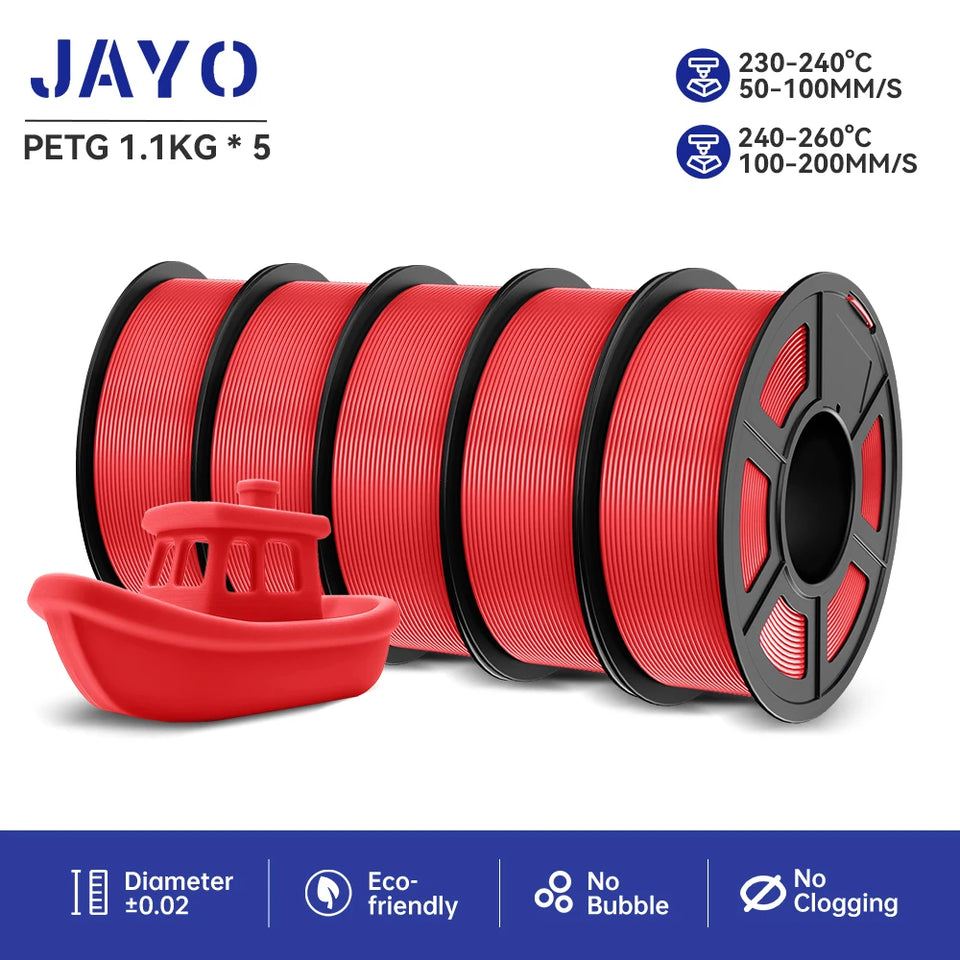JAYO filaments petg 5Rolls Mixed colors 3D Printer Filament 1.75mm 100% No Bubble FDM 3D Printer Materials DIY Gift 1.1KG/1rolls