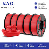 JAYO filaments petg 5Rolls Mixed colors 3D Printer Filament 1.75mm 100% No Bubble FDM 3D Printer Materials DIY Gift 1.1KG/1rolls