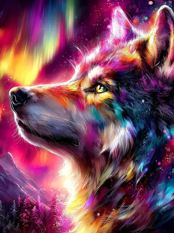 Huacan New Arrivals 2025 Diamond Painting Wolf Aurora Diamond Mosaic Animal Landsacape Art Decorative Paintings