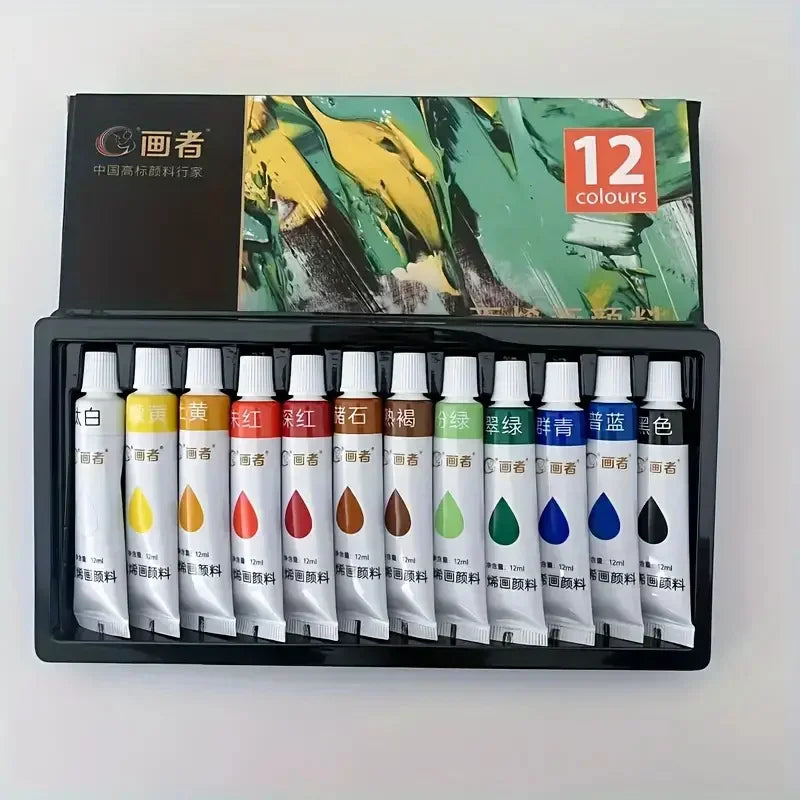 12/18/24/36 Colorful acrylic paint set, 12ml/0.42 oz, can be mixed for painting, doodling, DIY and artistic creation perfect hol