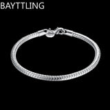 Hot new 925 Sterling Silver Bracelets for women men 4MM snake bone chain Wedding party Gifts high quality Fashion Jewelry Fine