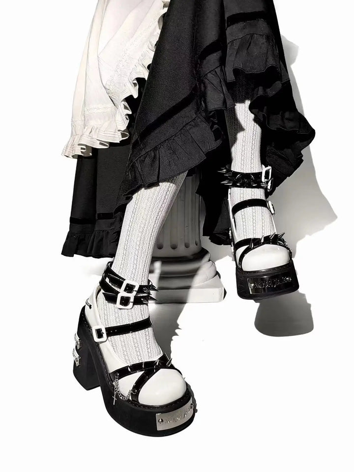 Japanese Retro Gothic Y2k Subculture Rivets Thick Heels High Heels Women's Shoes Sweet Lolita Shoes Spicy Girl