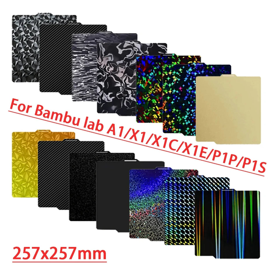 For Bambu Lab P1S P2S Build Plate A1 X1C Pei Texture 257x257 H1H PEY Peo Sheet Spring Steel For Bambulabs X1 Carbon Bambulab P1P