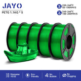 JAYO filaments petg 5Rolls Mixed colors 3D Printer Filament 1.75mm 100% No Bubble FDM 3D Printer Materials DIY Gift 1.1KG/1rolls